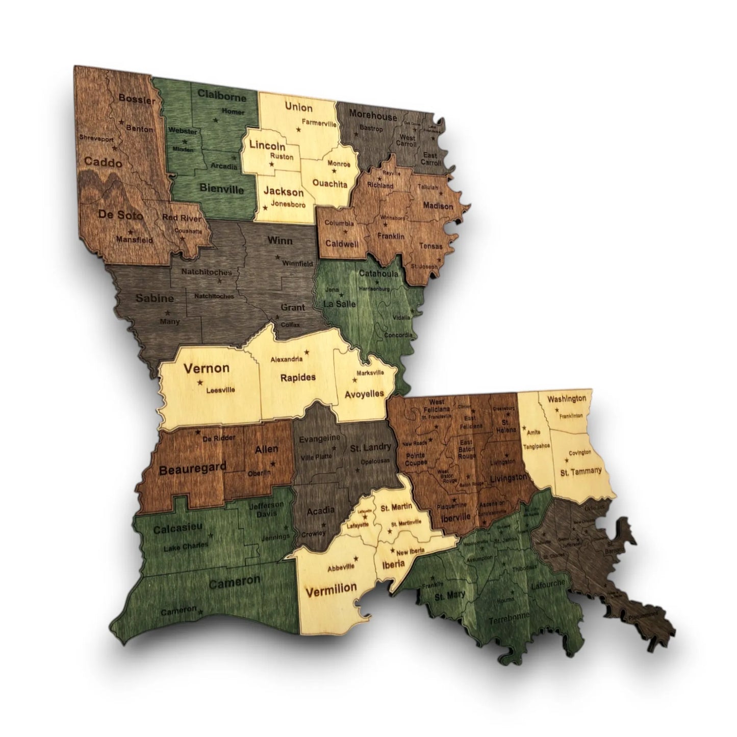 3D Wooden Louisiana State Map Wall Art