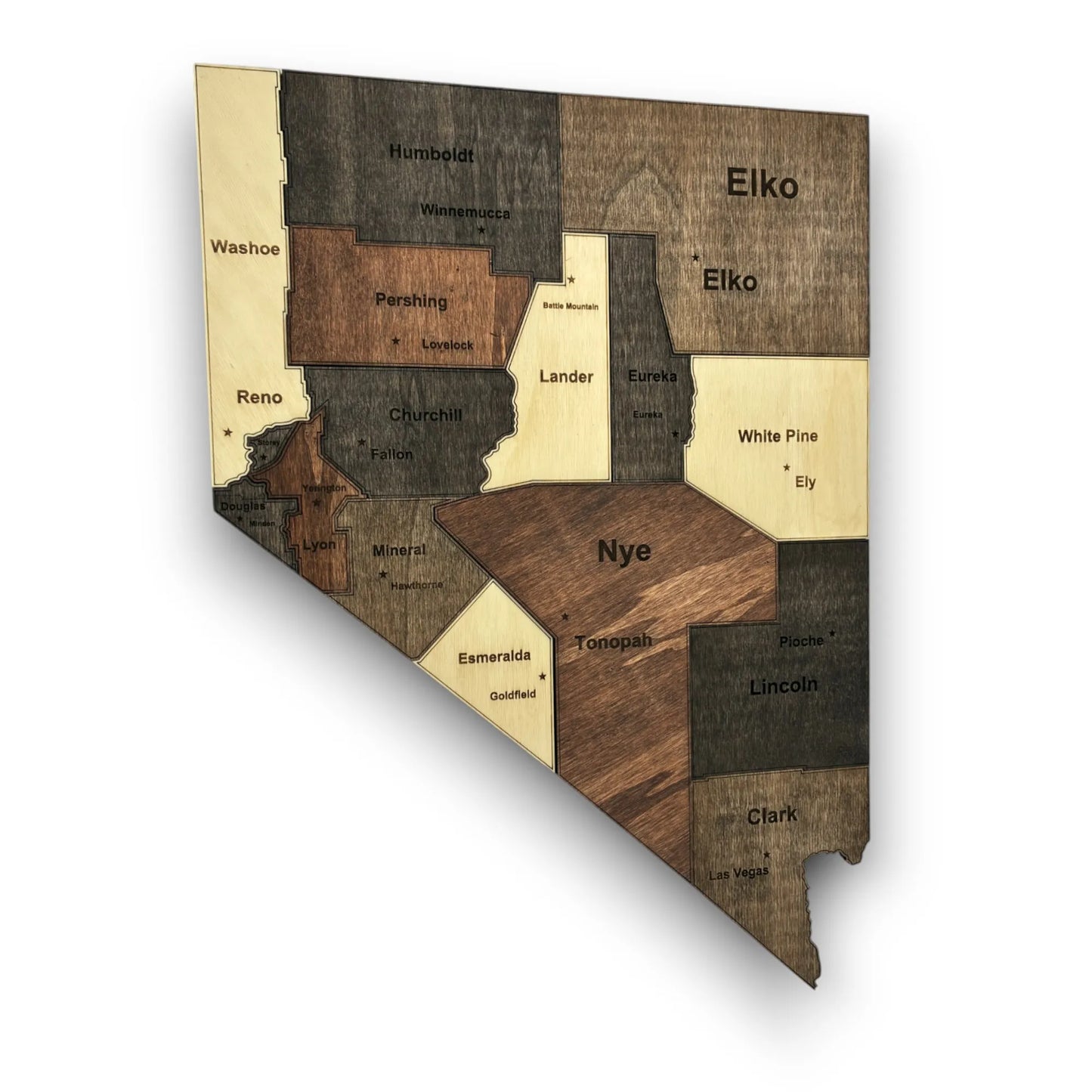 3D Wooden Nevada State Map Wall Art