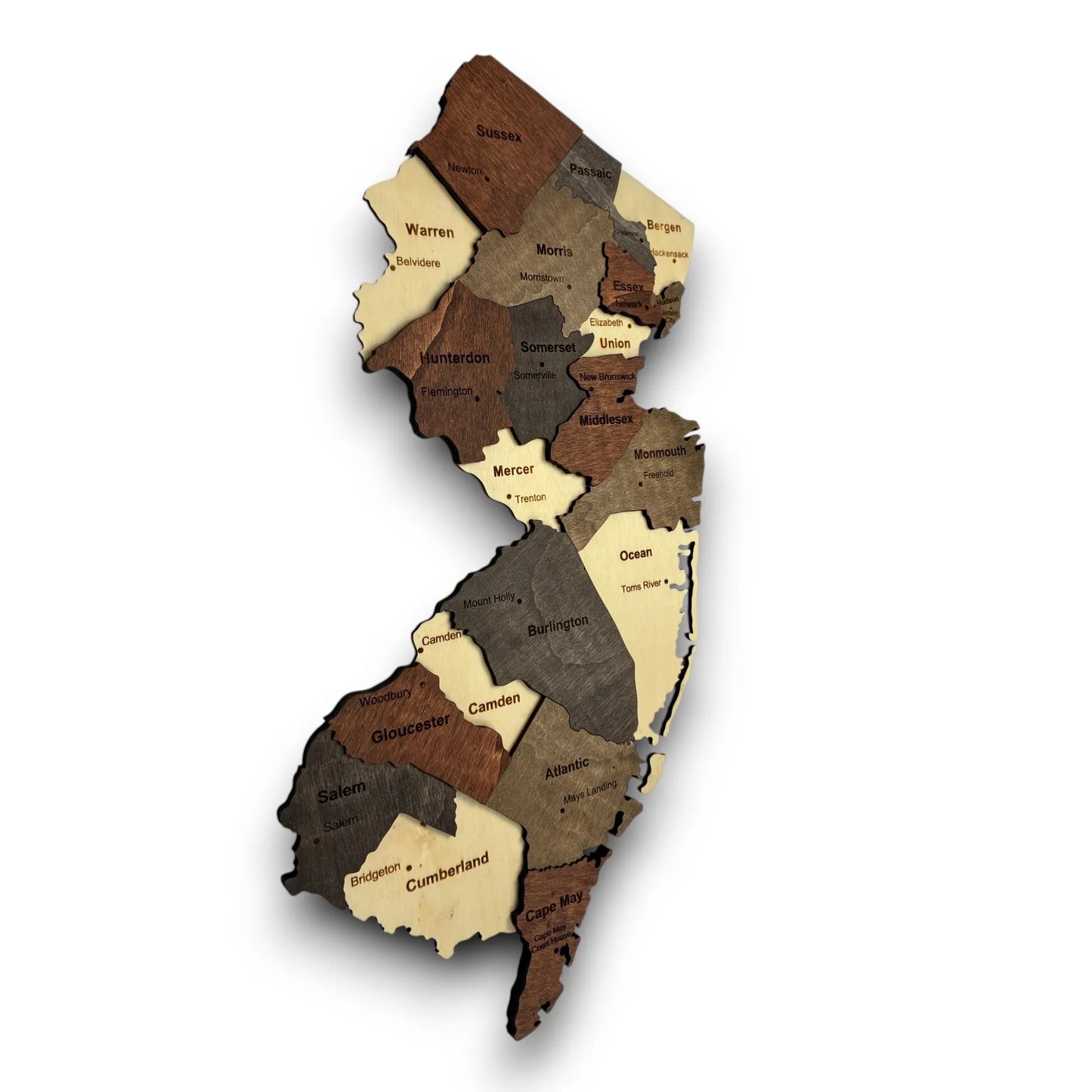 3D Wooden New Jersey State Map Wall Art
