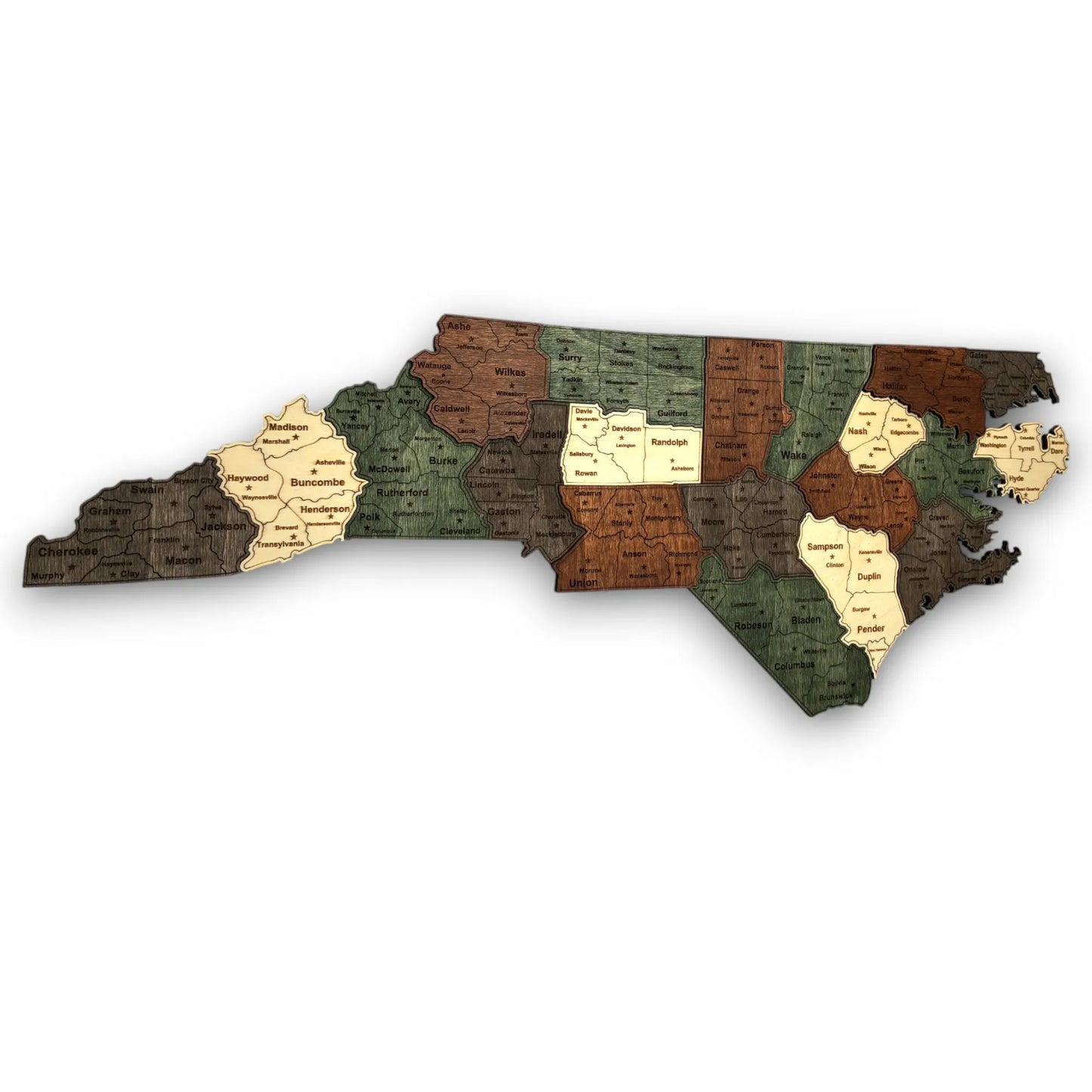 3D Wooden North Carolina State Map Wall Art