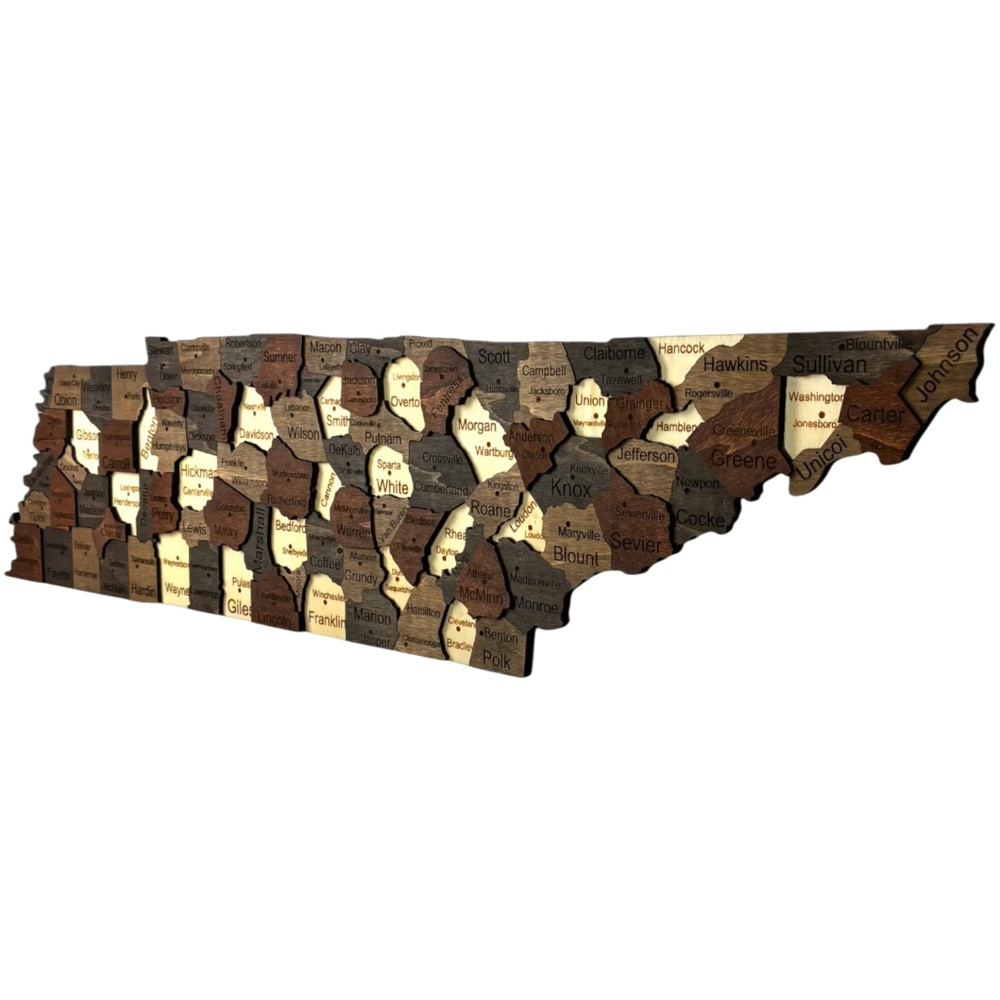 3D Wooden Tennessee State Map Wall Art