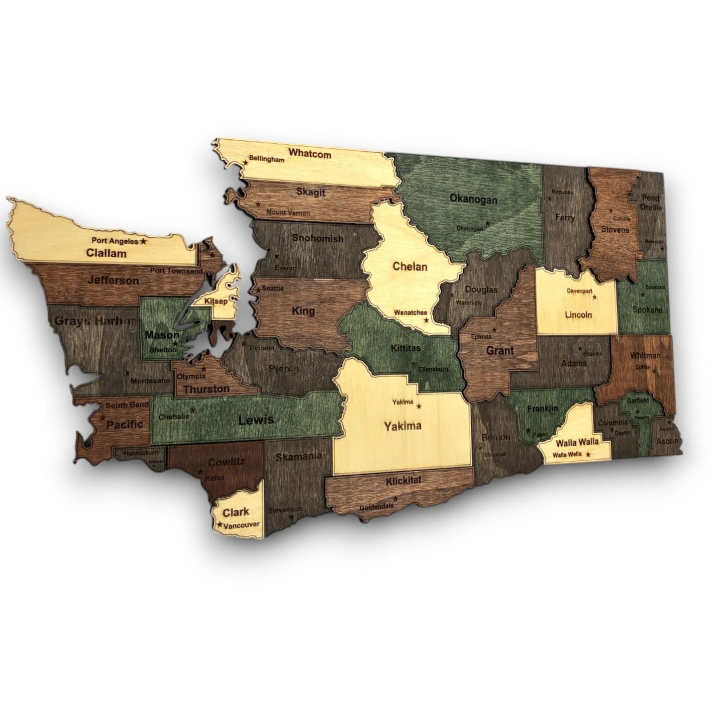 3D Wooden Washington State Map Wall Art