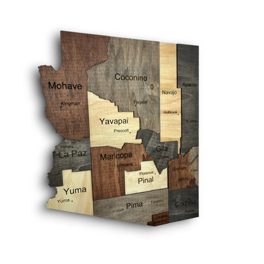 3D Wooden Arizona State Map Wall Art