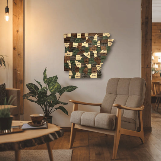 3D Wooden Arkansas State Map Wall Art