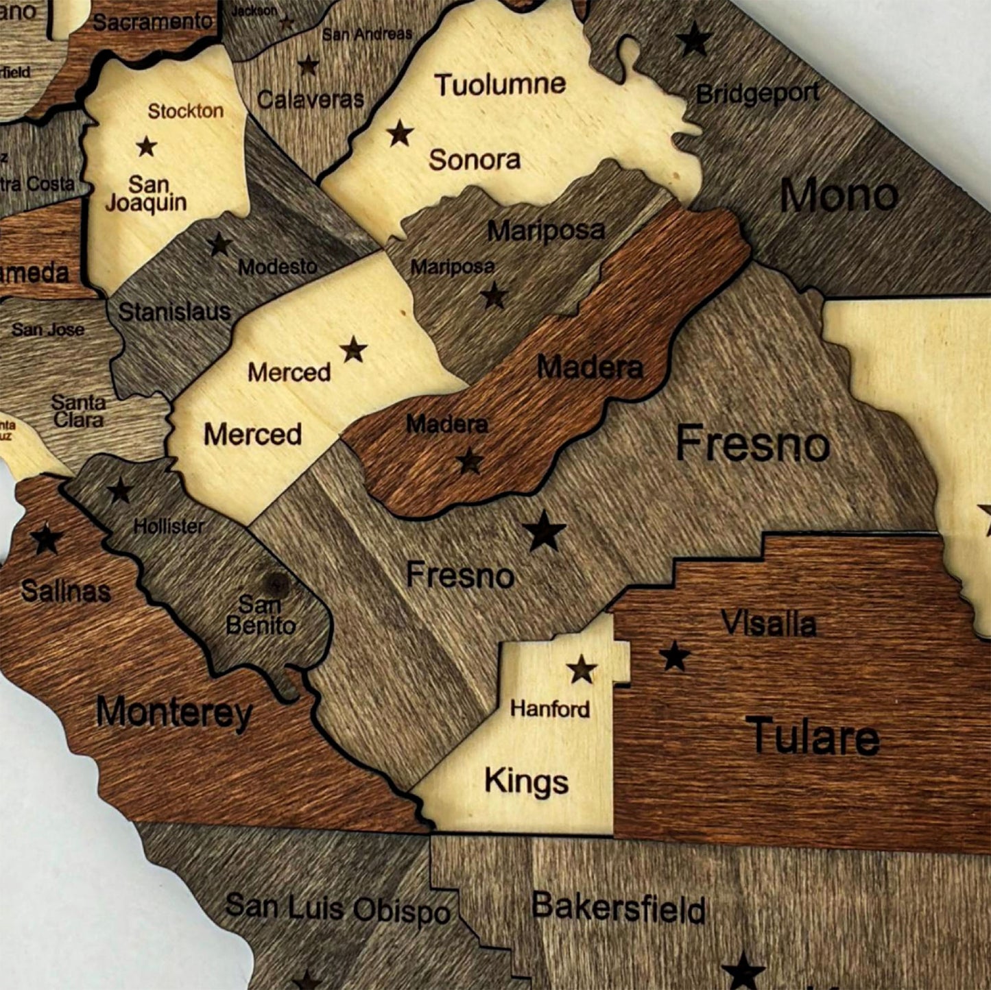 3D Wooden California State Map Wall Art