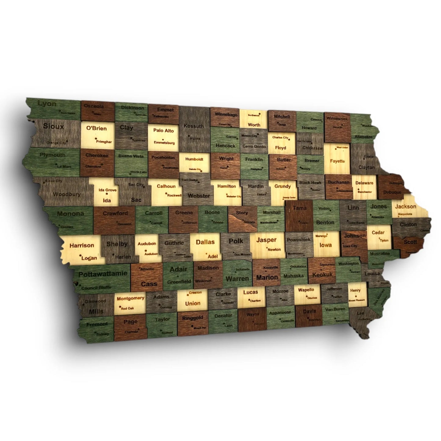 3D Wooden Iowa State Map Wall Art