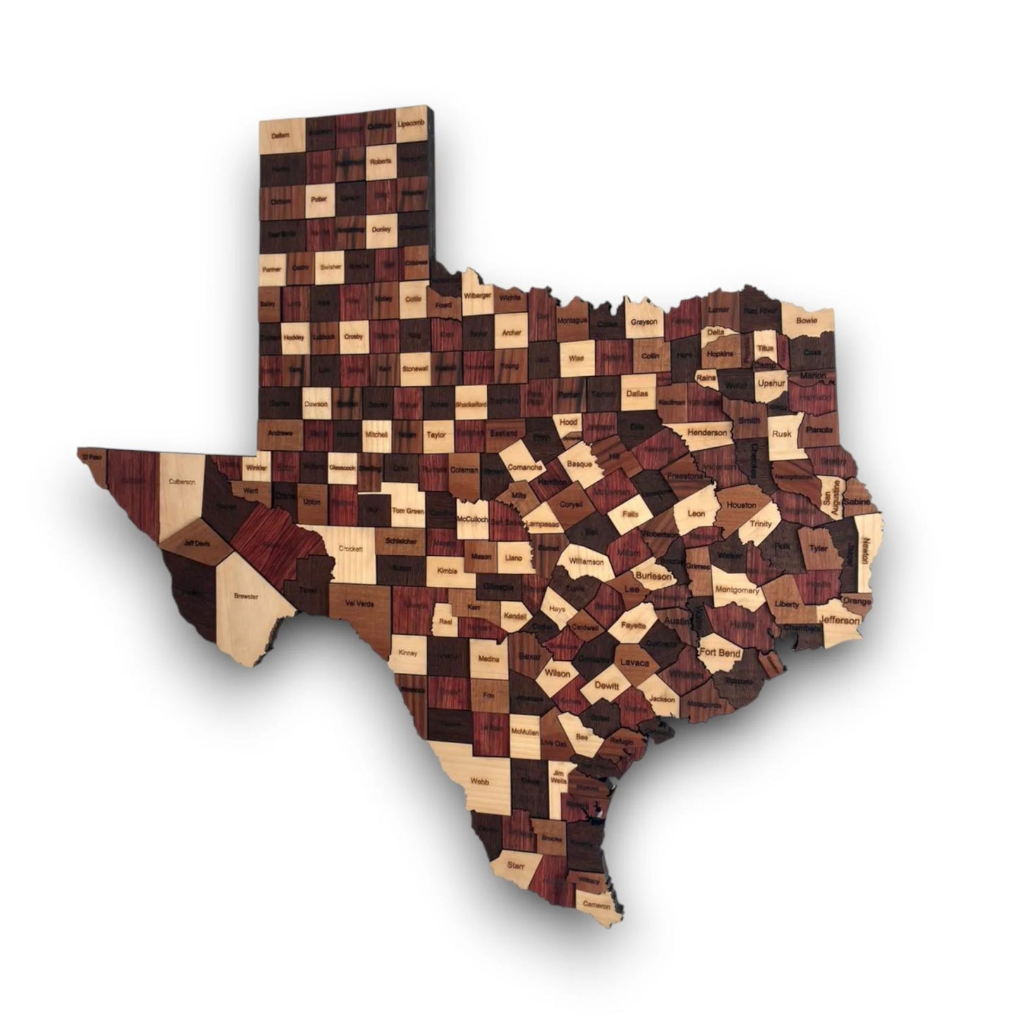 Natural Wood Texas State Map Wall Art