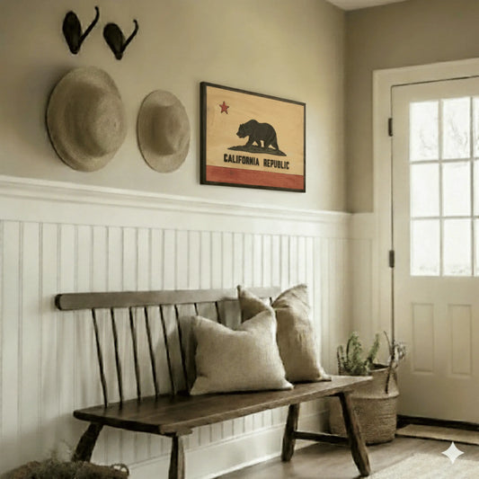 3D Wooden California State Flag Wall Art