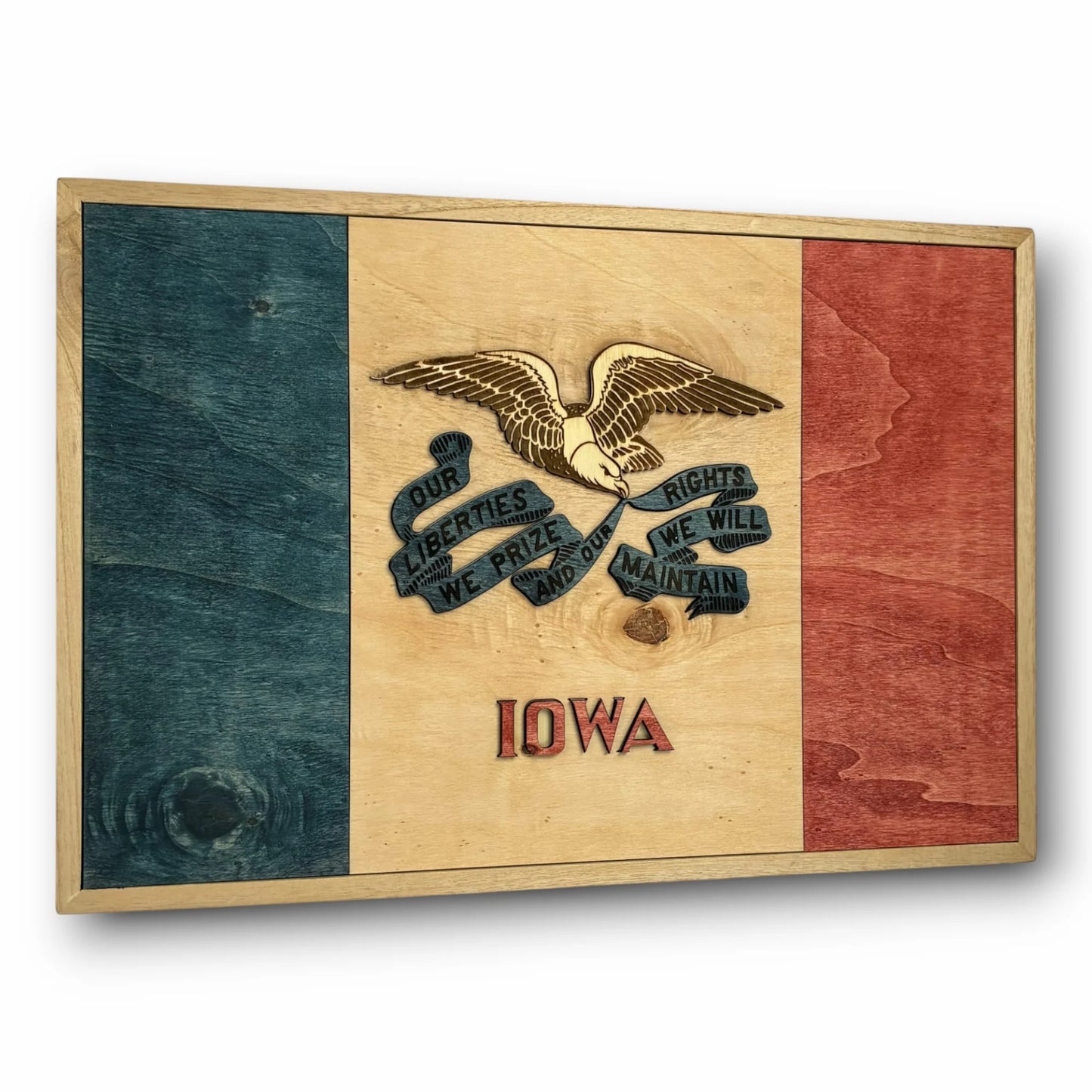 3D Wooden Iowa State Flag Wall Art