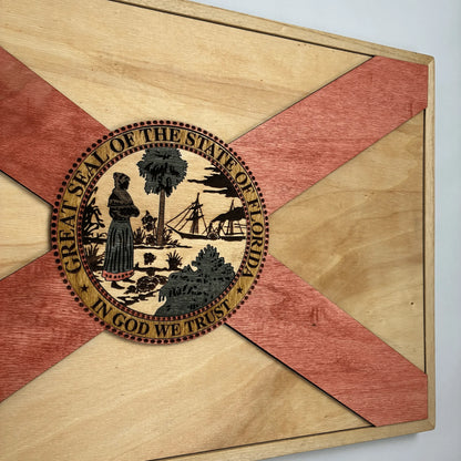 3D Wooden Florida State Flag Wall Art