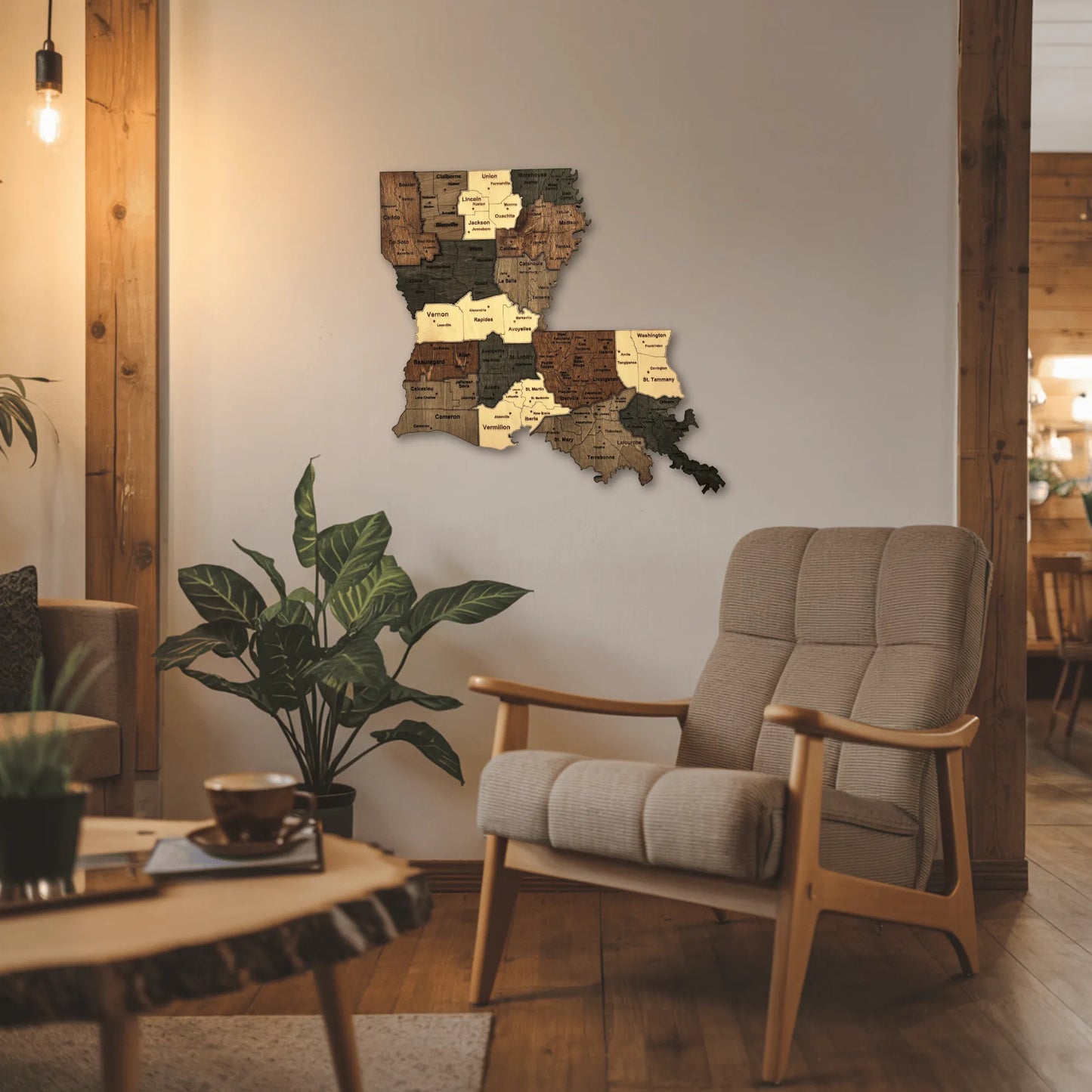 3D Wooden Louisiana State Map Wall Art