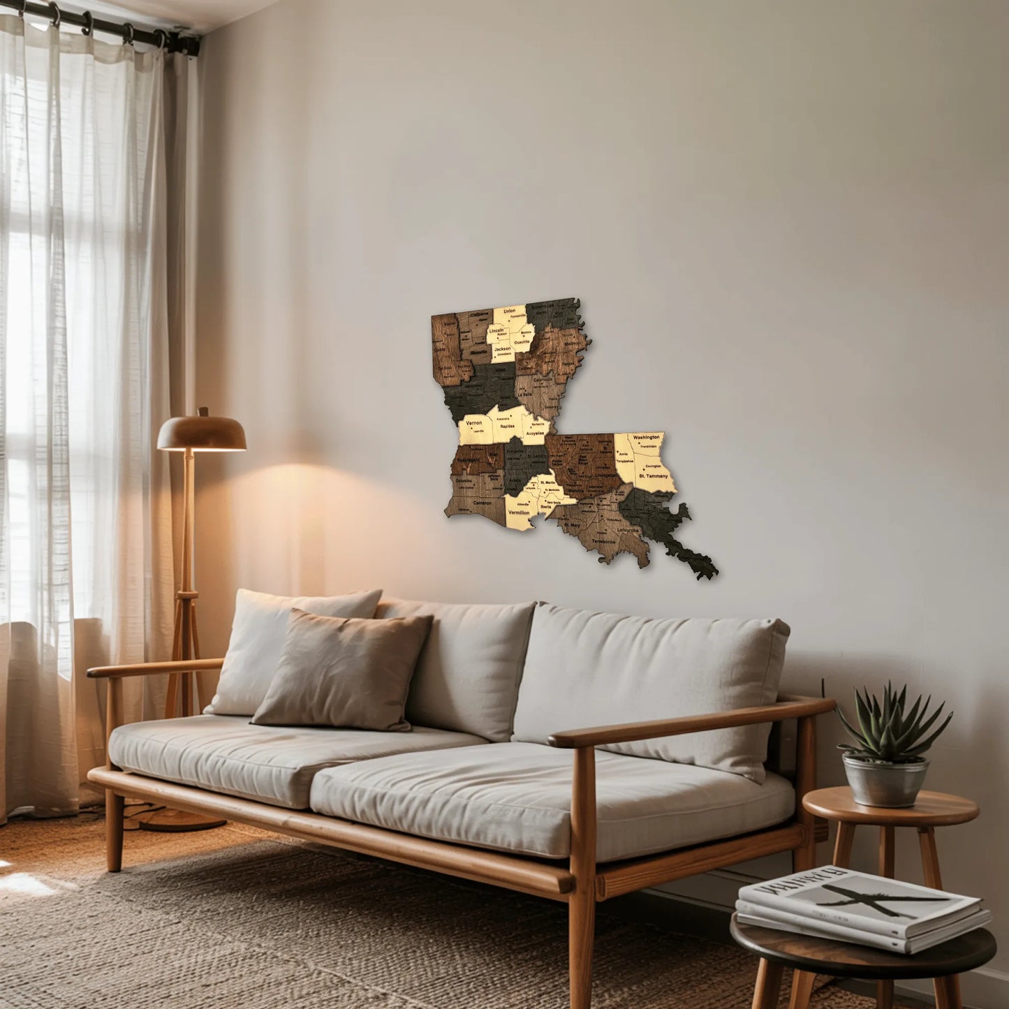 3D Wooden Louisiana State Map Wall Art