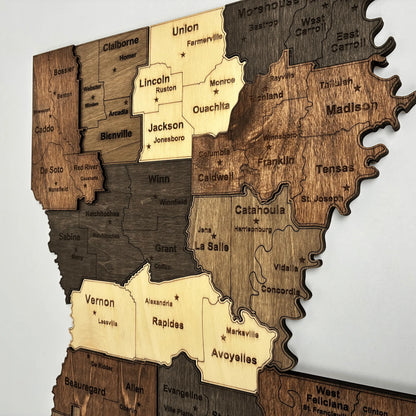 3D Wooden Louisiana State Map Wall Art