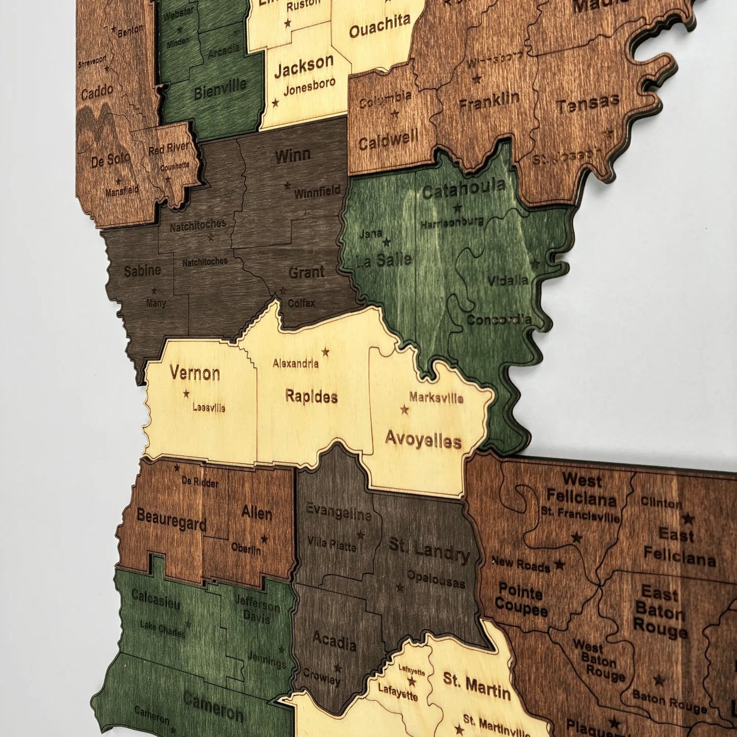 3D Wooden Louisiana State Map Wall Art