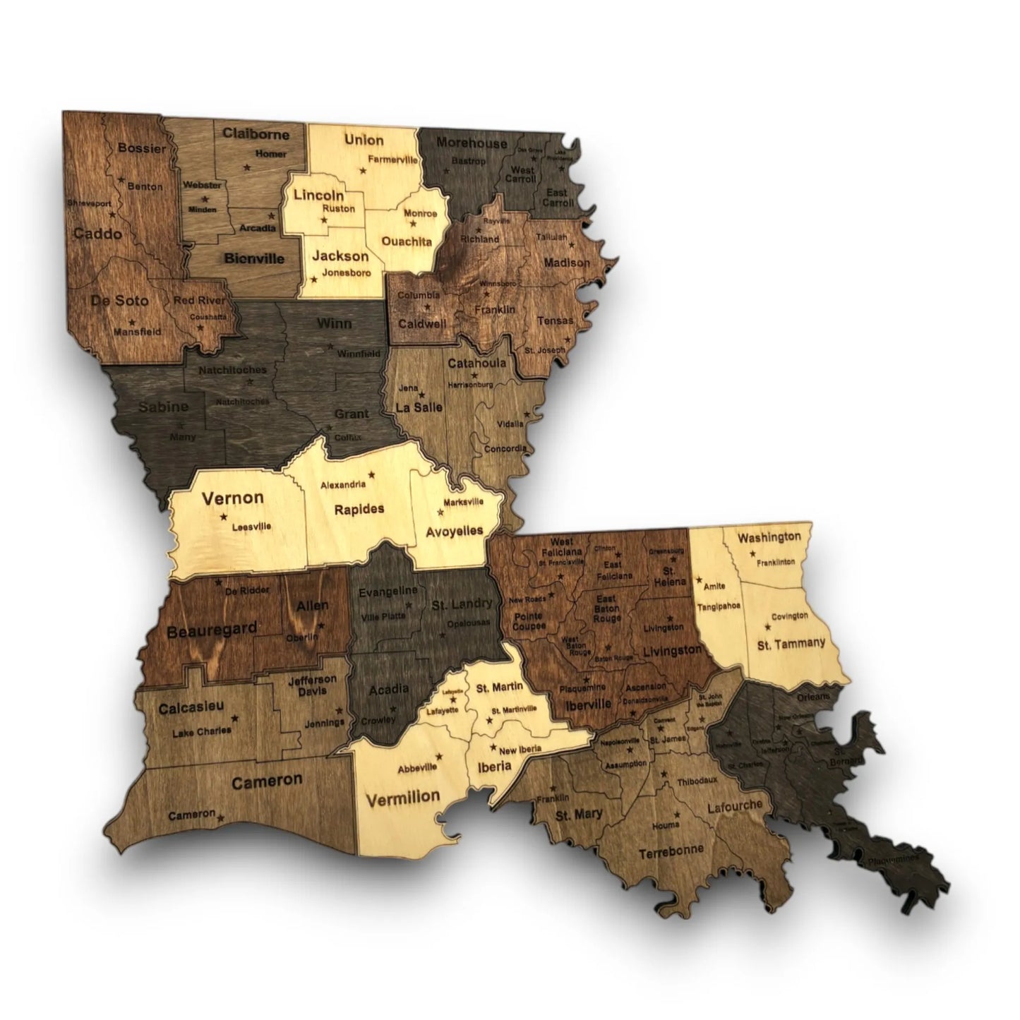 3D Wooden Louisiana State Map Wall Art
