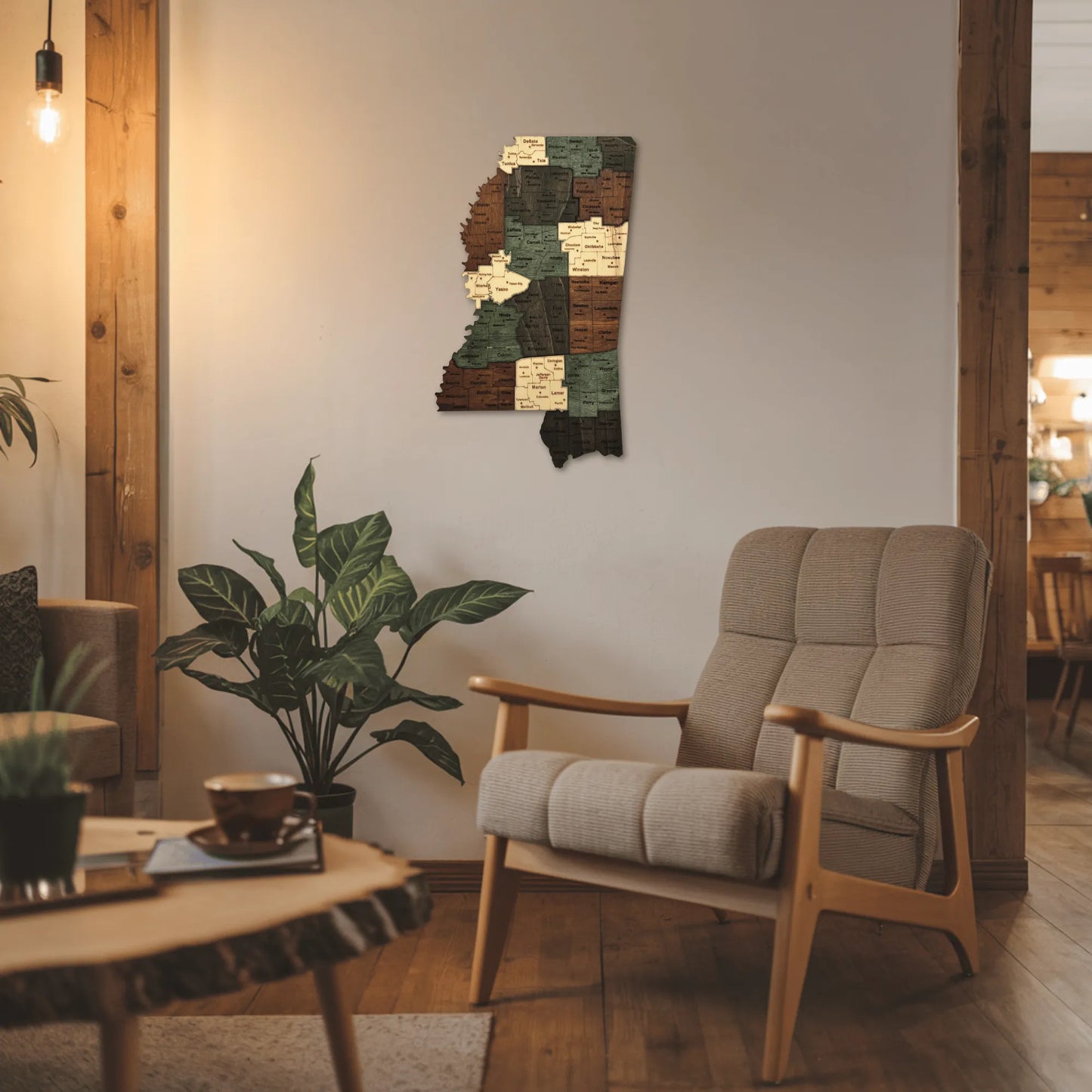3D Wooden Mississippi State Map Wall Art