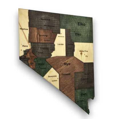 3D Wooden Nevada State Map Wall Art