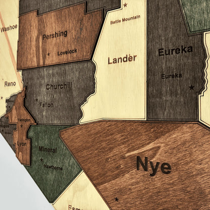 3D Wooden Nevada State Map Wall Art