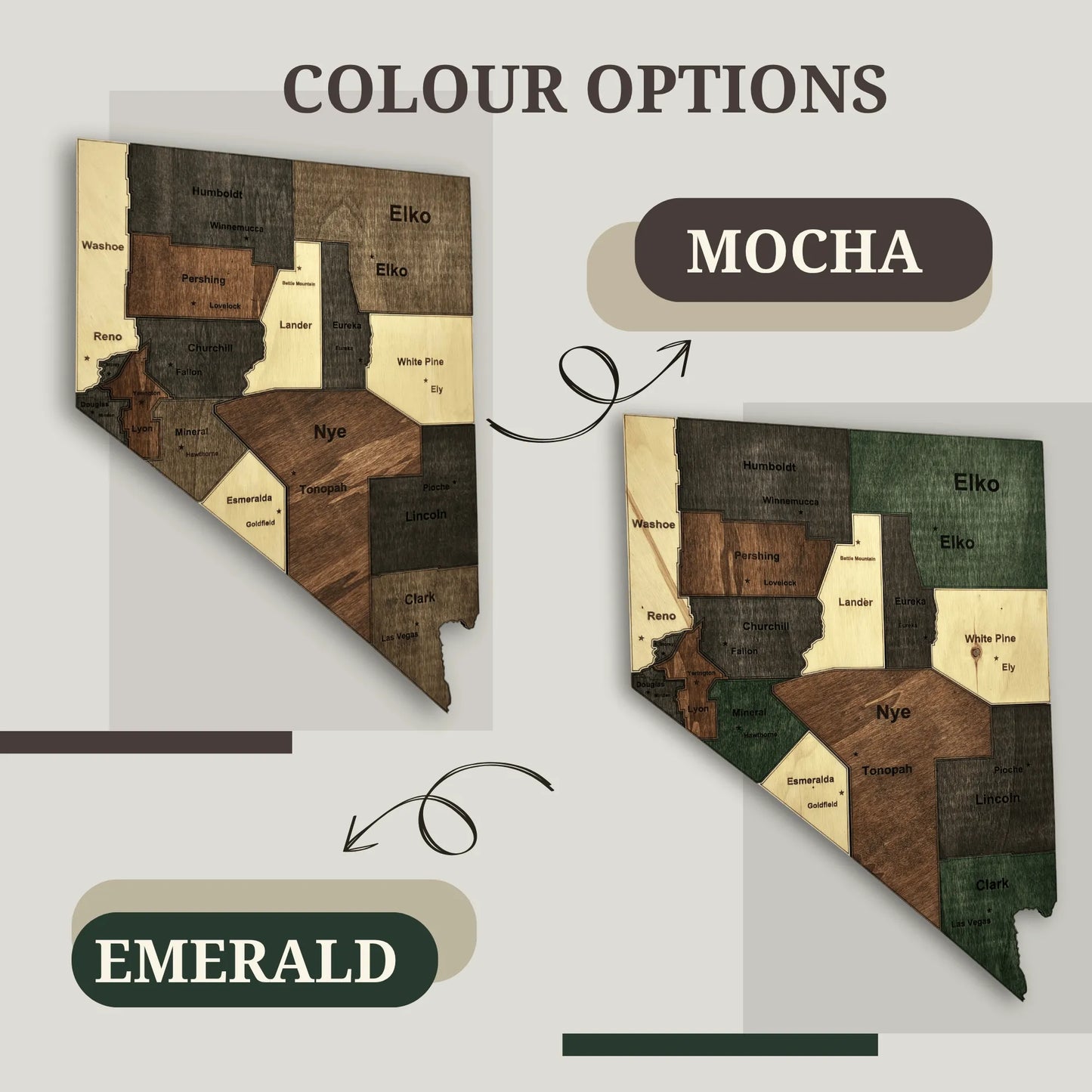 3D Wooden Nevada State Map Wall Art