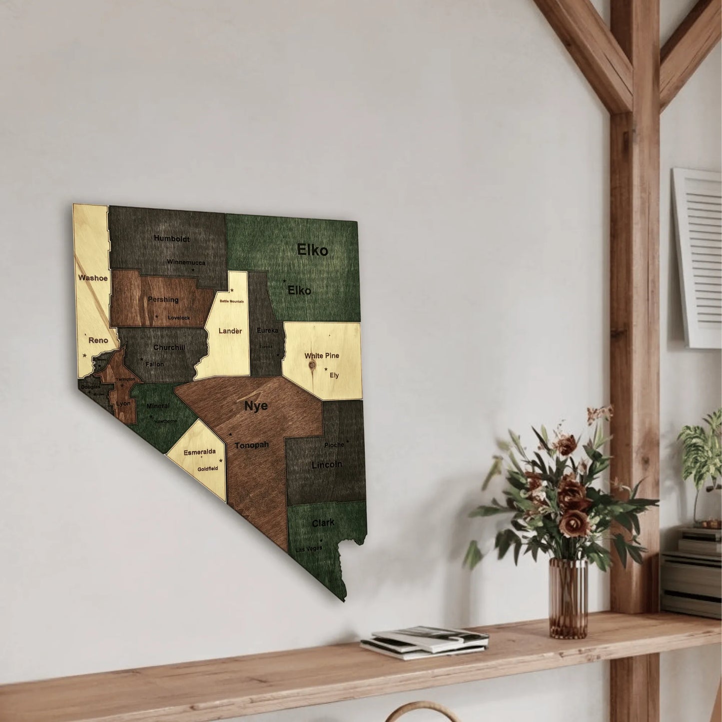 3D Wooden Nevada State Map Wall Art