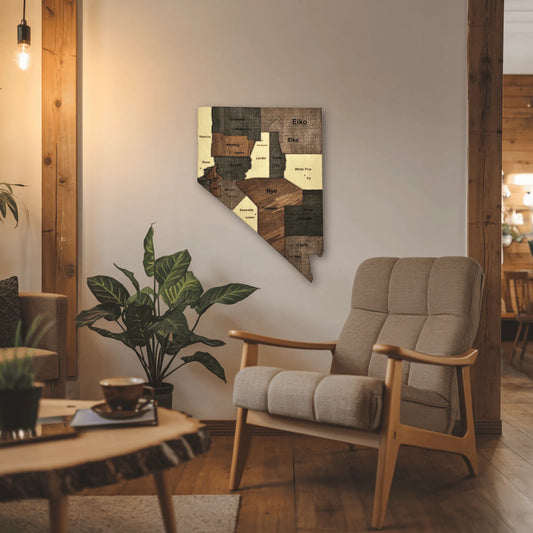 3D Wooden Nevada State Map Wall Art
