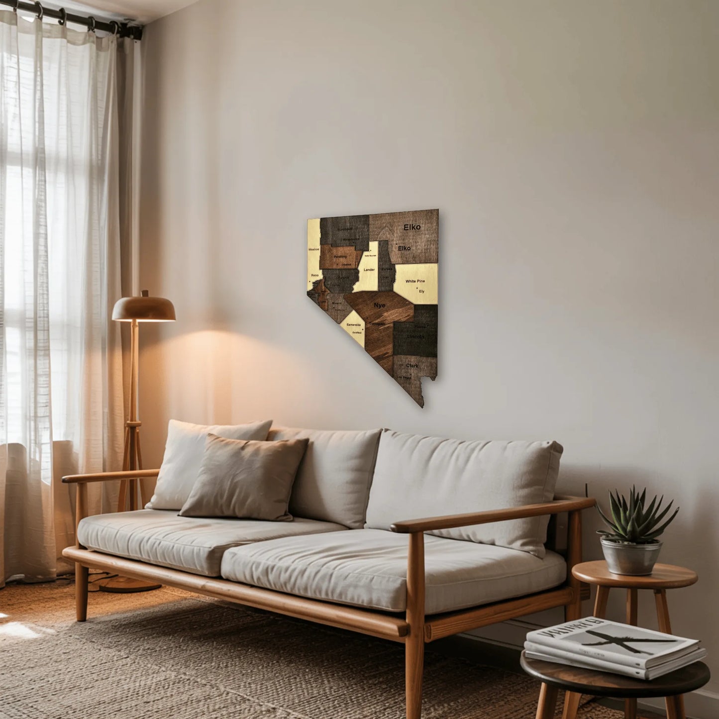 3D Wooden Nevada State Map Wall Art