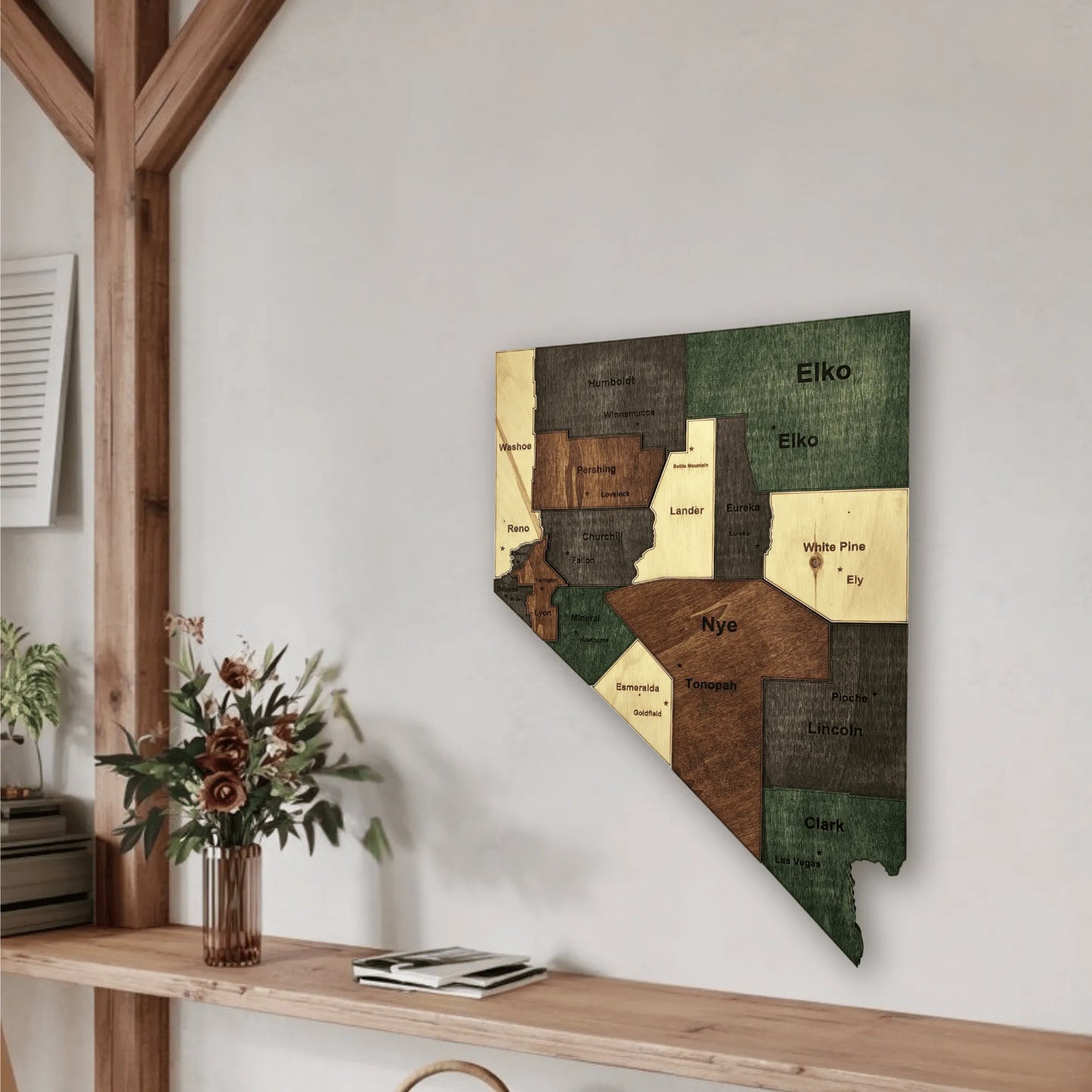 3D Wooden Nevada State Map Wall Art