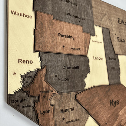 3D Wooden Nevada State Map Wall Art