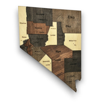 3D Wooden Nevada State Map Wall Art