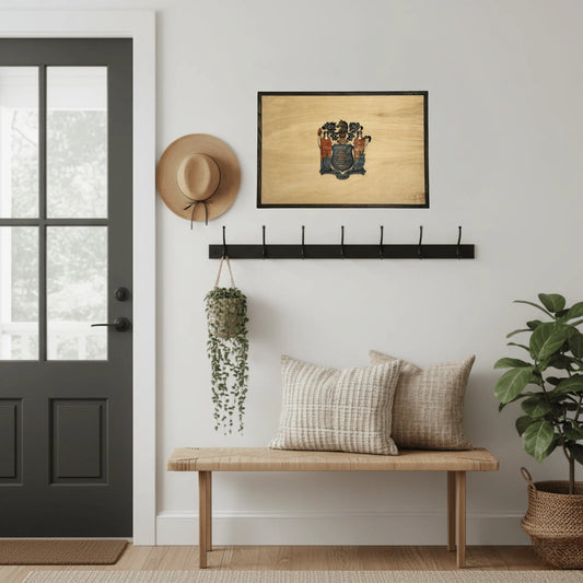 Wooden New Jersey State Flag Wall Art – Handcrafted Wood Decor