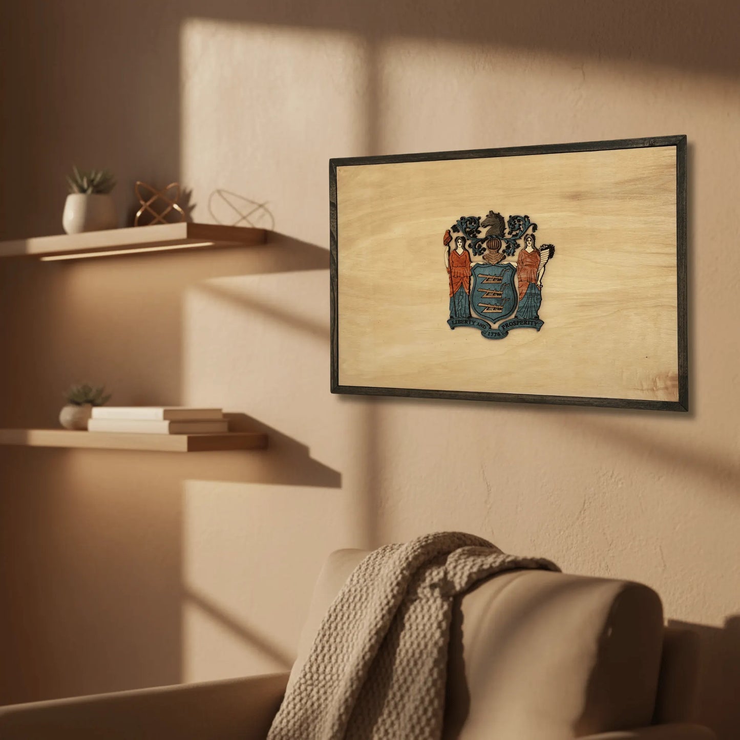 3D Wooden New Jersey State Flag Wall Art