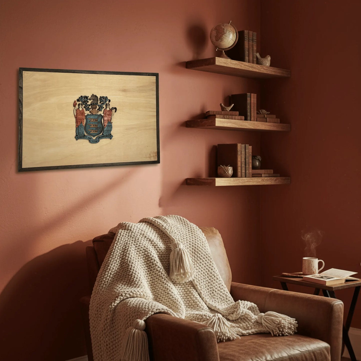 3D Wooden New Jersey State Flag Wall Art