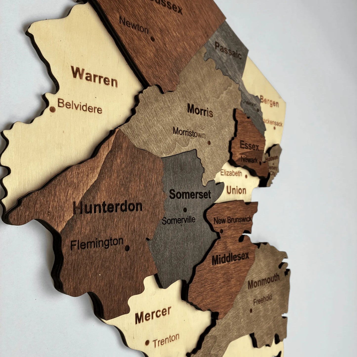 3D Wooden New Jersey State Map Wall Art
