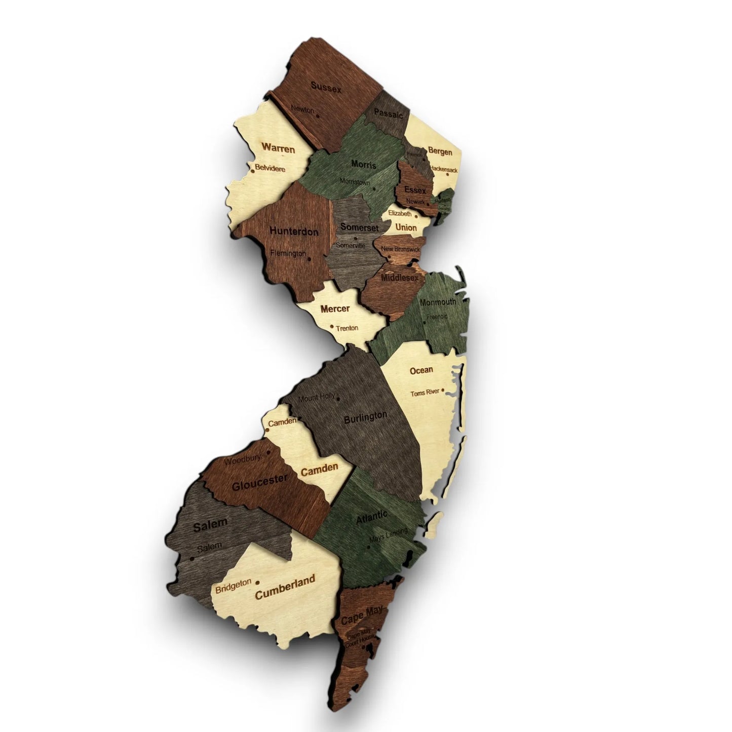 3D Wooden New Jersey State Map Wall Art