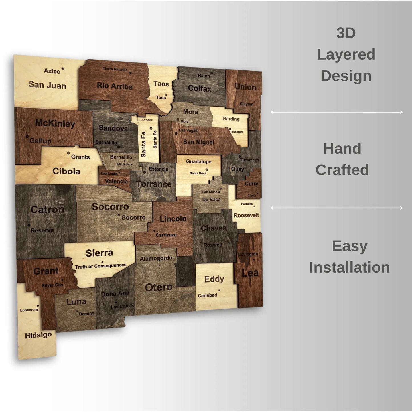 3D Wooden New Mexico State Map Wall Art