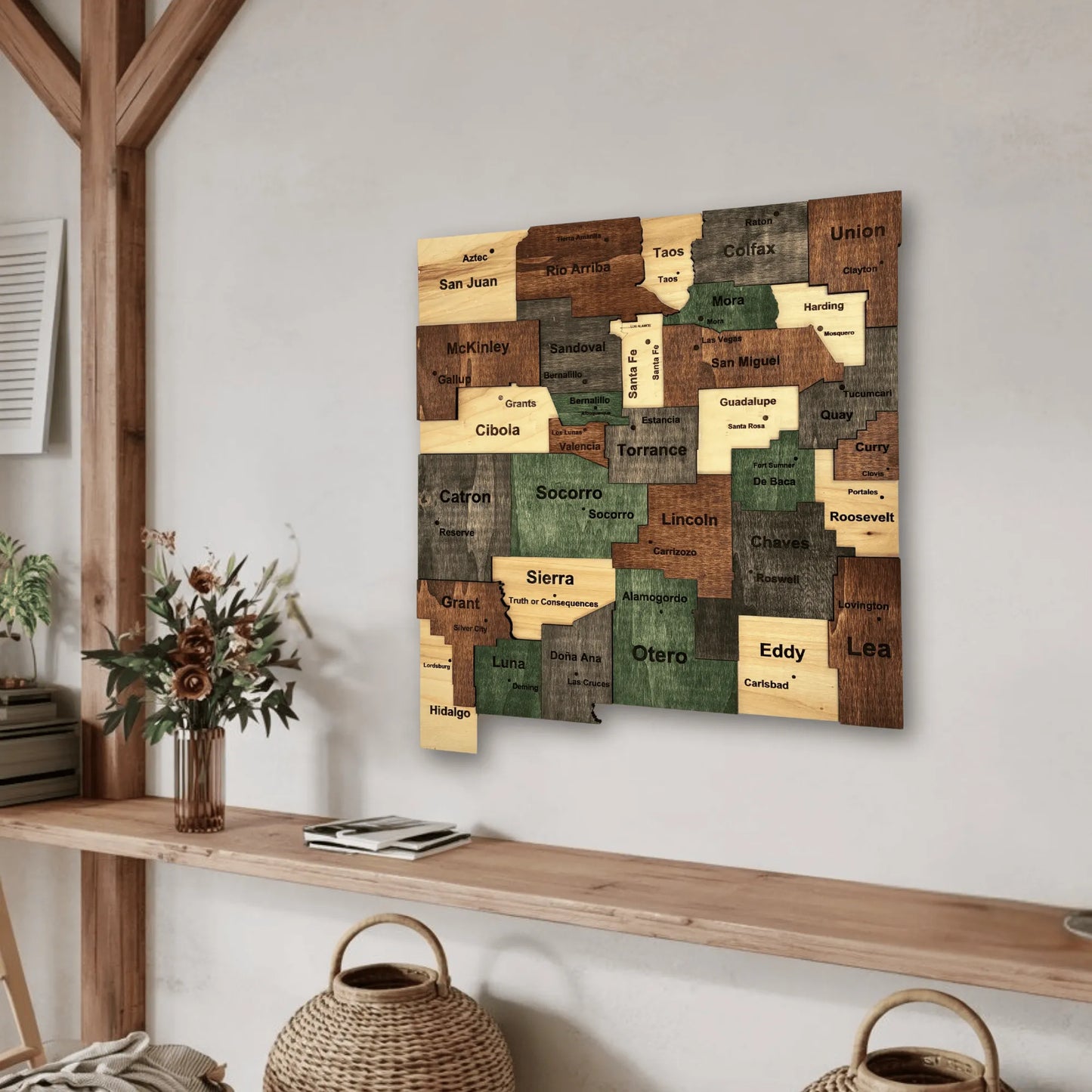3D Wooden New Mexico State Map Wall Art