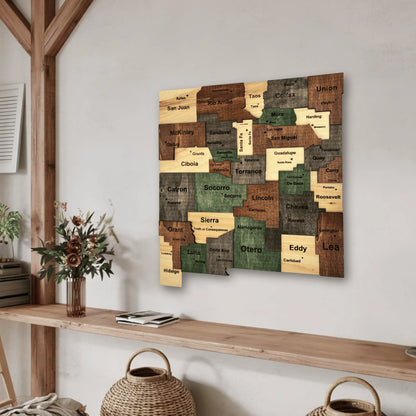 3D Wooden New Mexico State Map Wall Art