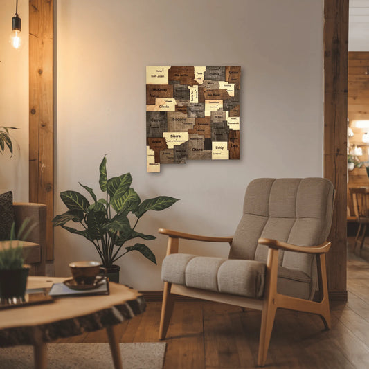 3D Wooden New Mexico State Map Wall Art
