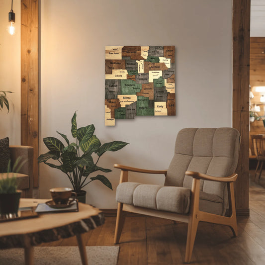 3D Wooden New Mexico State Map Wall Art – Handcrafted Decor