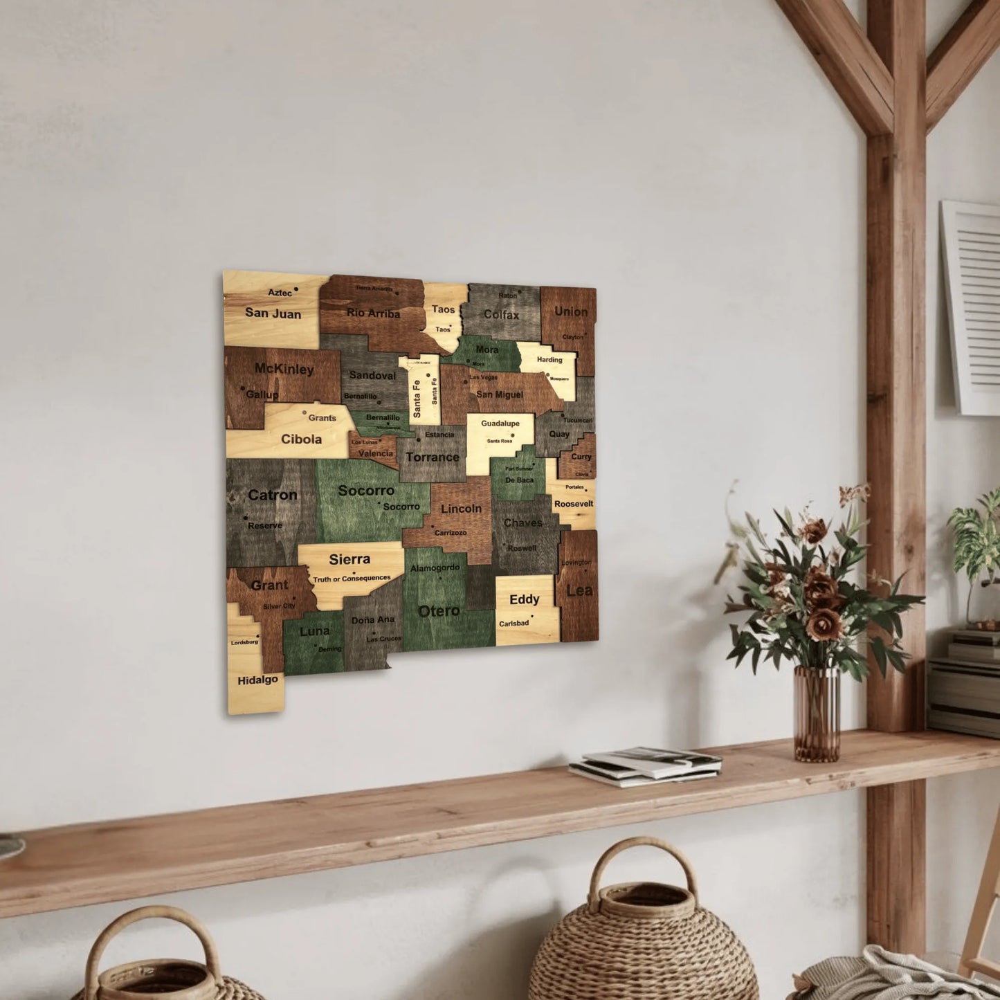 3D Wooden New Mexico State Map Wall Art