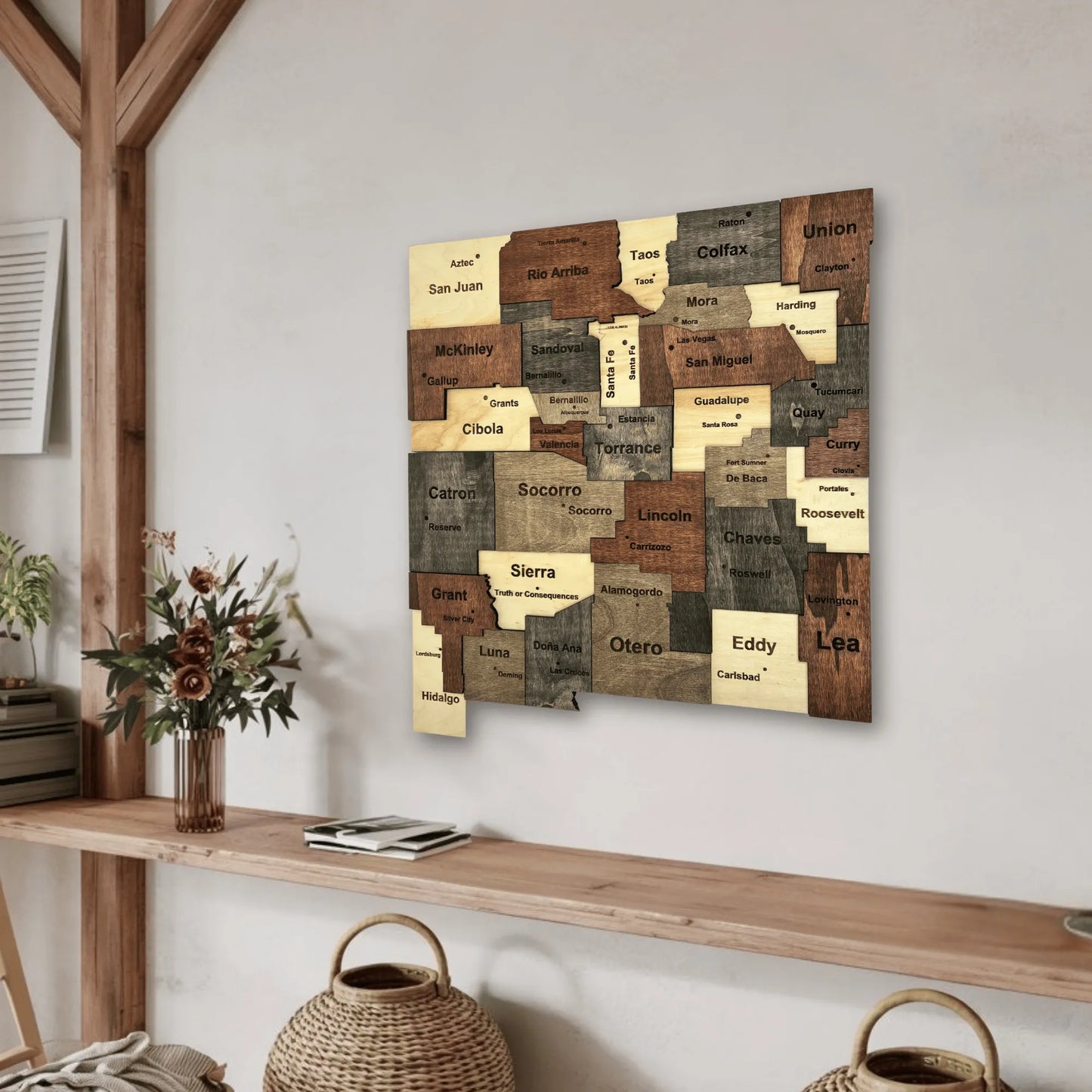 3D Wooden New Mexico State Map Wall Art