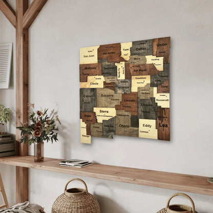 3D Wooden New Mexico State Map Wall Art