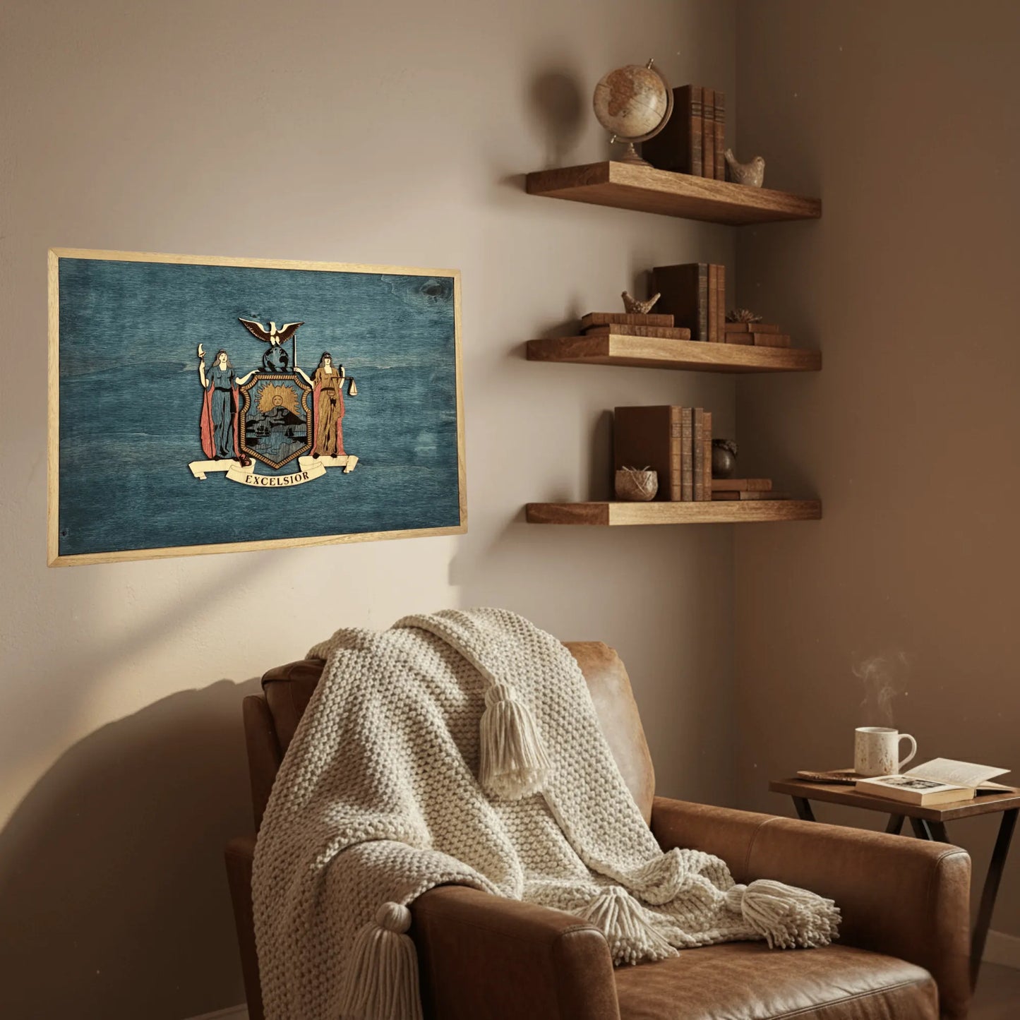 3D Wooden New York State Flag Wall Art