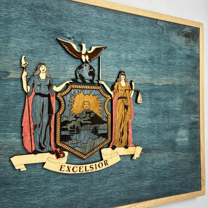 3D Wooden New York State Flag Wall Art