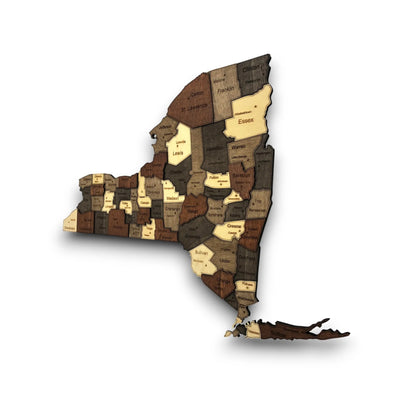 3D Wooden New York State Map Wall Art