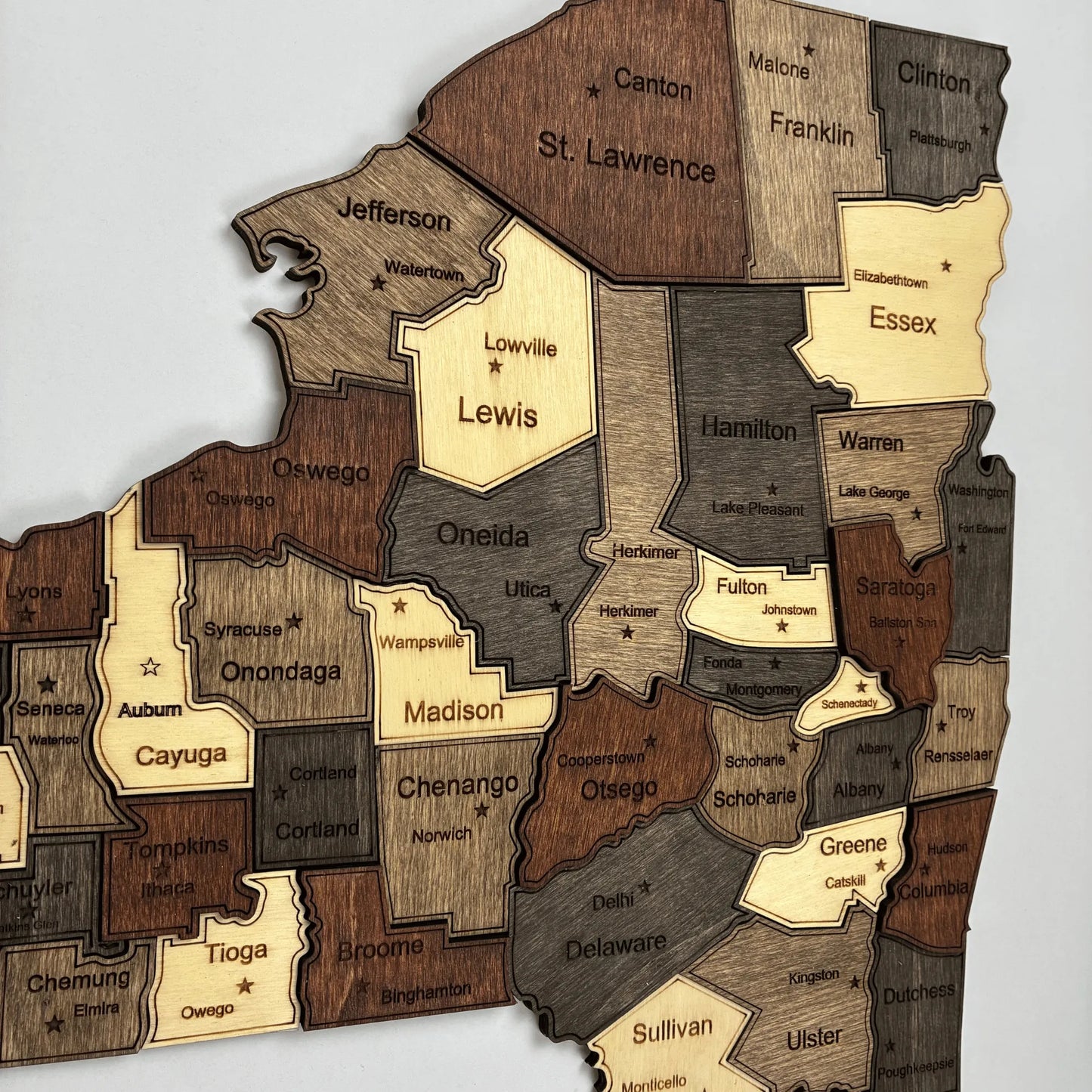 3D Wooden New York State Map Wall Art