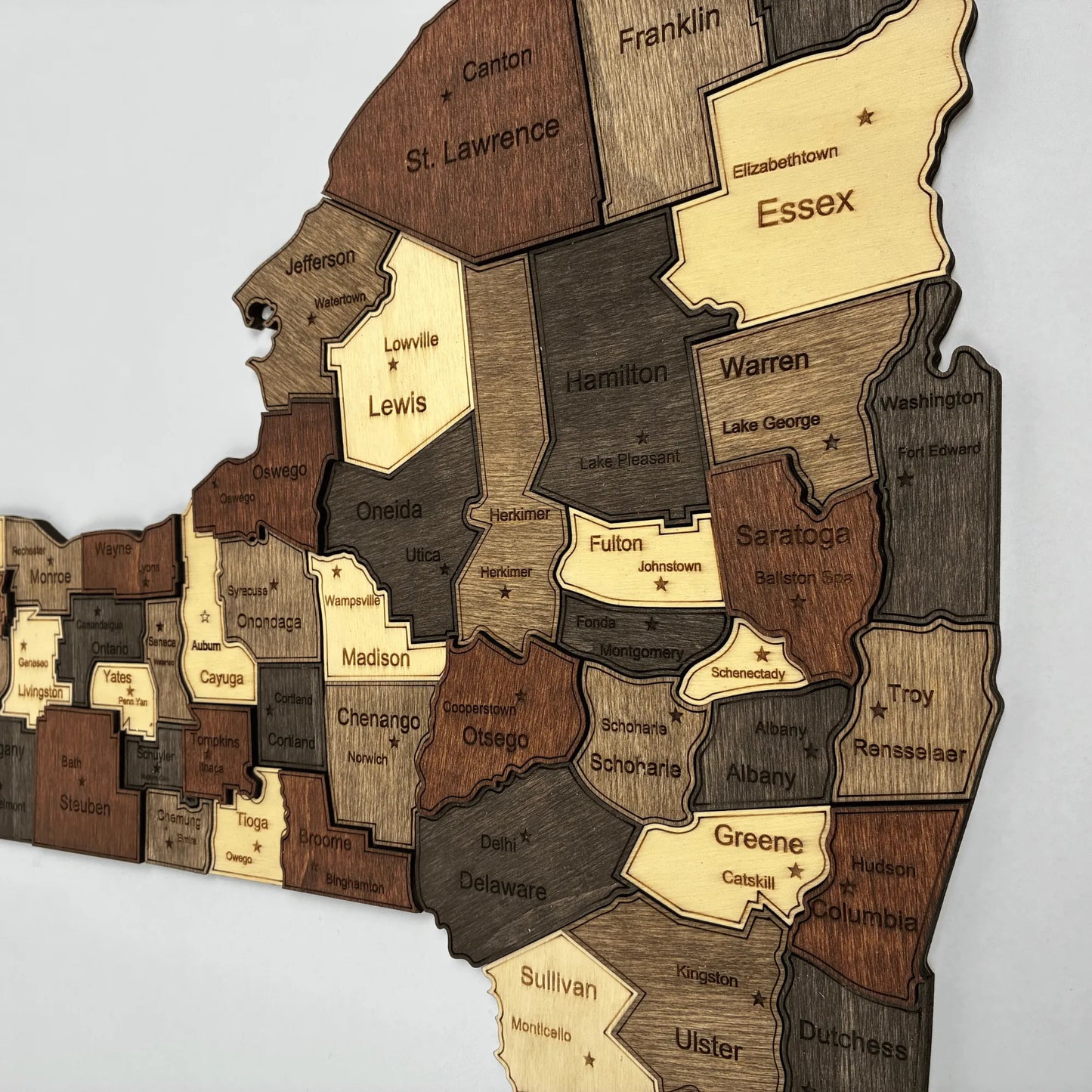 3D Wooden New York State Map Wall Art