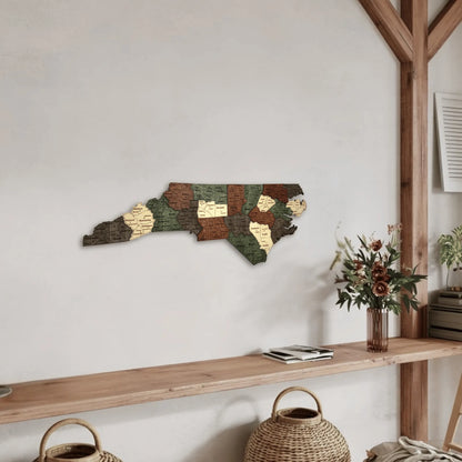 3D Wooden North Carolina State Map Wall Art