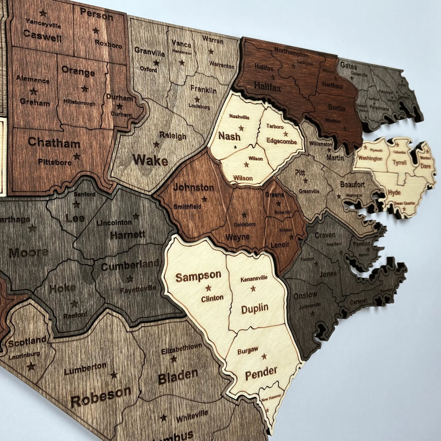 3D Wooden North Carolina State Map Wall Art