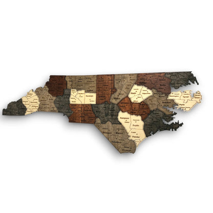 3D Wooden North Carolina State Map Wall Art